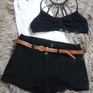 Medium Brown Belted Shorts